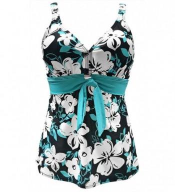 Gabrielle Aug Vintage Tie Front Swimsuit Blue