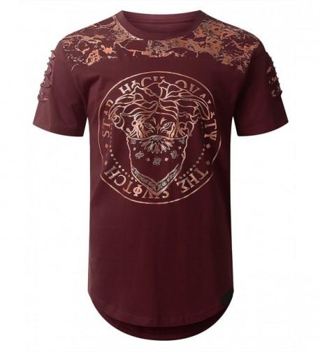 URBANCREWS Hipster Longline T Shirt Burgundy