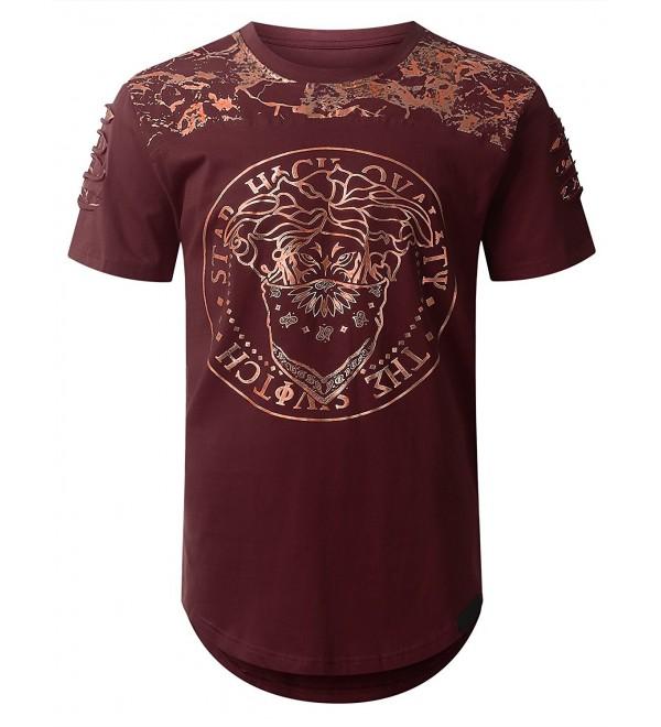 URBANCREWS Hipster Longline T Shirt Burgundy