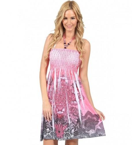 Ingear Sexy Bead Smocked Dress Pink M