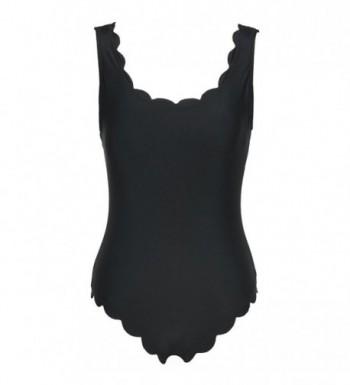 Jaberai Scalloped Swimsuit Backless Black L