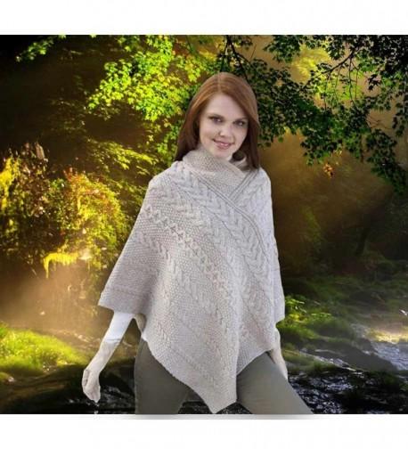 Aran Crafts Cable Poncho Parsnip