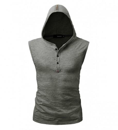 HEMOON Hooded Sports Henley Sleeveless