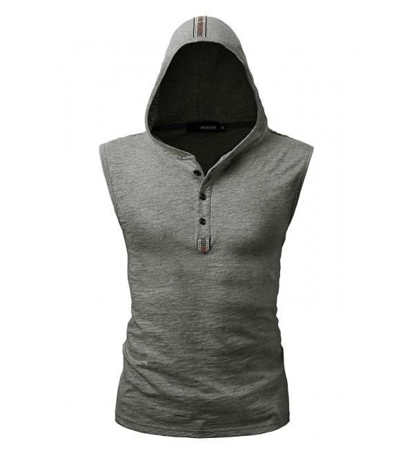 HEMOON Hooded Sports Henley Sleeveless