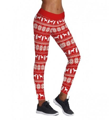 FOUPLER Womens Christmas Leggings Snowflake