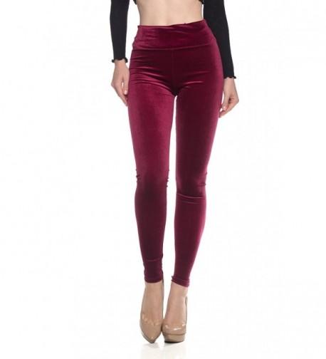 Womens Velvet Leggings Medium Burgundy