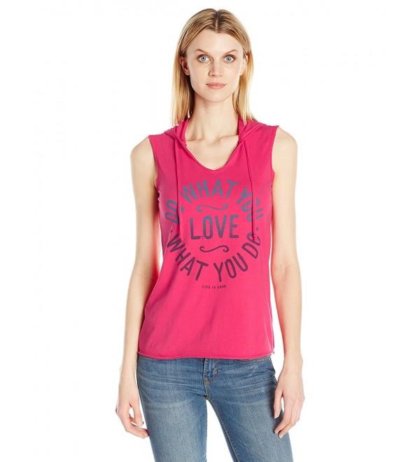 Women's DWYL Sleeveless Hoodie - Pop Pink - CD12KNIRNJV