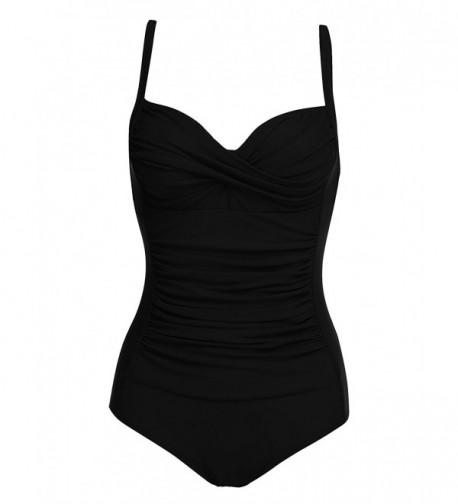 Women Summer Beach Solid Elegant Vintage Pleated Padded Straps Bikini ...