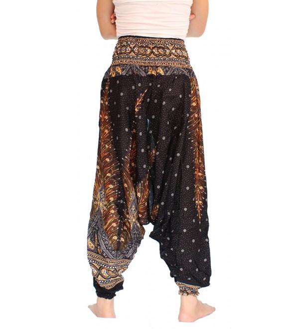 Banjamath Women's Peacock Print Aladdin Harem Hippie Pants Jumpsuit ...