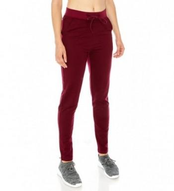 Poplooks Womens Workout Sweatpants Burgundy