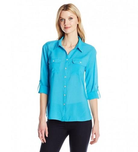 Notations Womens Utility Blouse Turquoise