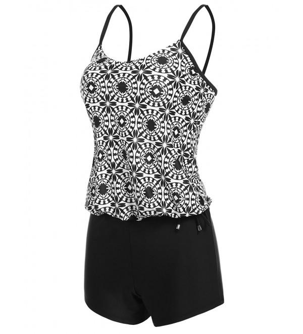L'amore Womens Two Piece Swimsuit Sports Tankini Top Board Shorts ...