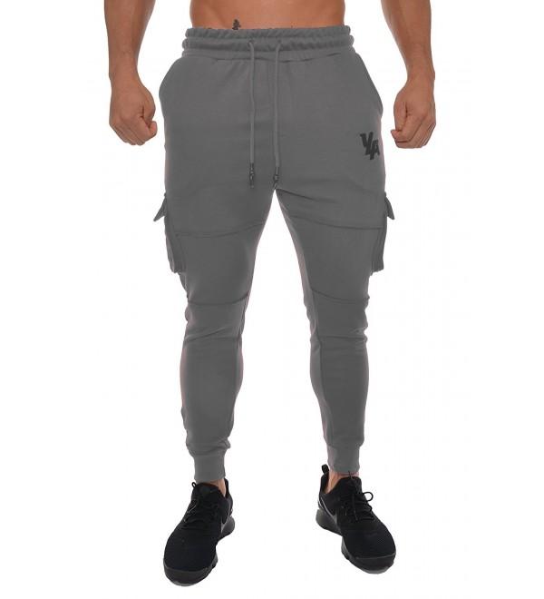 Men's Gym Joggers Cargo Style Pants W/Multiple Pockets Tapered Fit 203 ...