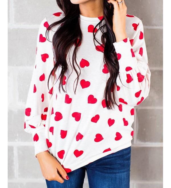 Womens Tops Casual Long Sleeve Valentines Day Love Printed Oversized ...