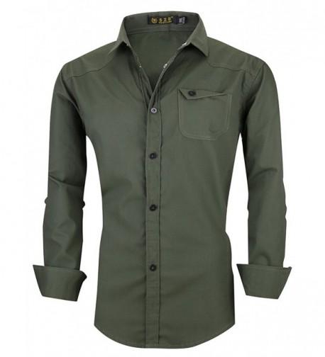 mens olive green button down shirt