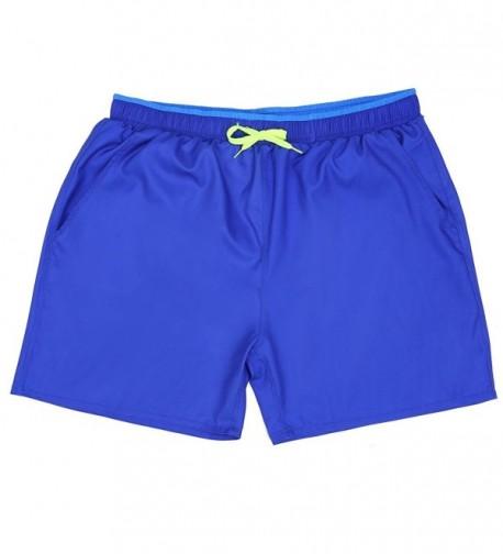 Men's Standard Solid Quick Dry Classic Swim Trunk - Dark Blue - CX180DIZ54I