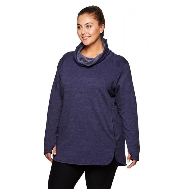 Active Women's Plus Size Long Sleeve Fleece Lined Cowl Neck Tunic - New ...