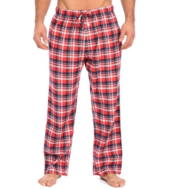 Sleepwear Men's Flannel Cotton Woven Pajama Pants - Red/Navy Plaid ...