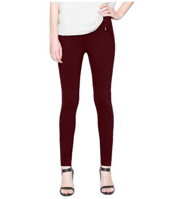 Ladies' Ponte Pant with Faux Zipper Pockets - Deep Merlot - CD12L6AHHHR