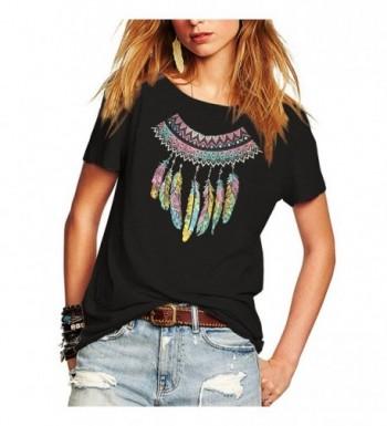Weigou Feather Necklace Printed T Shirts