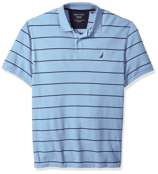 Men's Big and Tall Classic Short Sleeve Striped Polo Shirt - Noon Blue ...