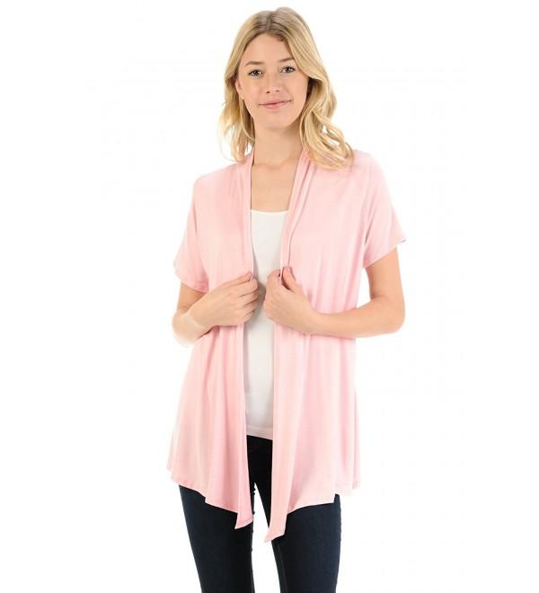 Women's Short Sleeve Open Front Vest (15+ Colors/S-3XL) - Pink ...
