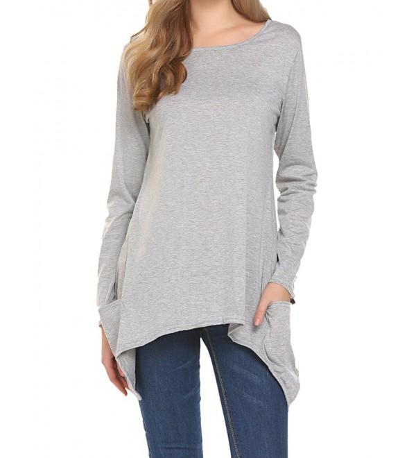 Tobrief Women's Casual Loose Long Sleeve Handkerchief Hem Tunic Top T ...