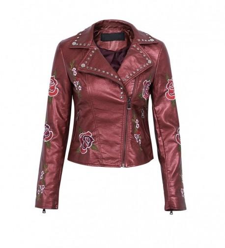 Glamaker Womens Zipper Leather Outwear