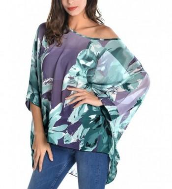 DJT Womens Batwing Sleeve Flower