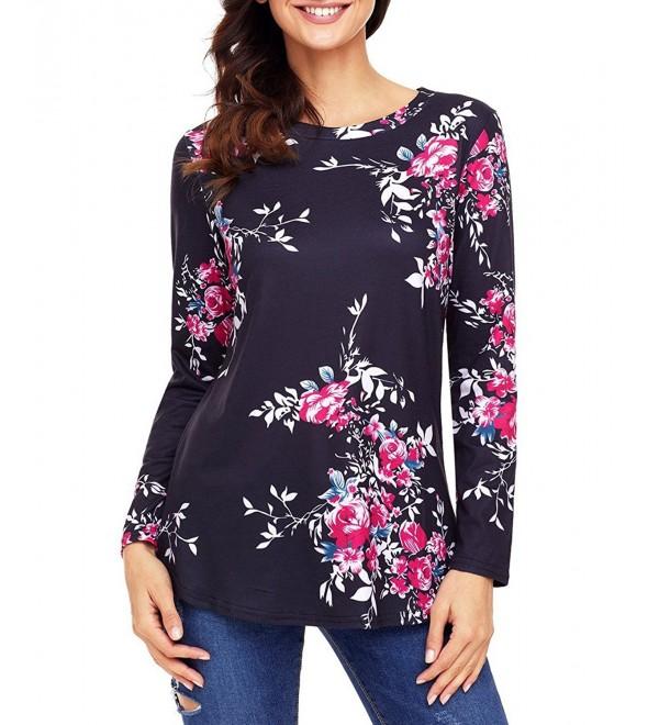 ZZURCCA Floral Casual Crewneck Blouses