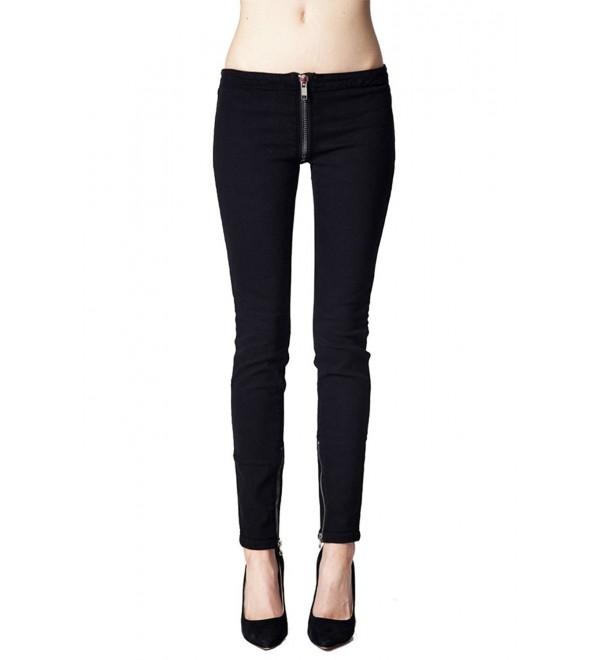 Womens Biker Zipper Crack Skinny