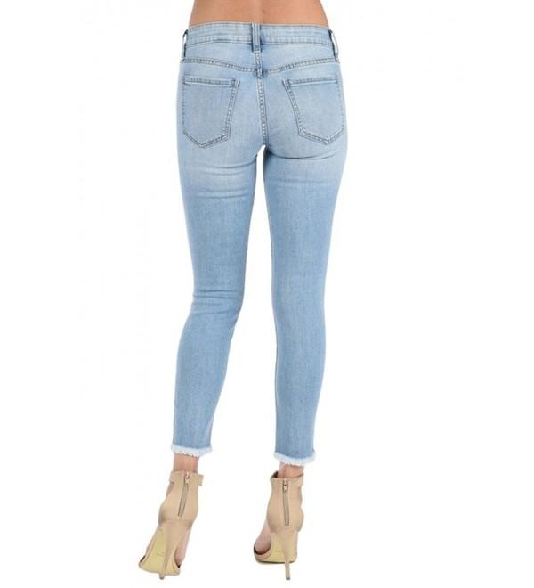 Eunina Women's Low-Rise Light Wash Stretch Skinny Ankle Jeans With ...