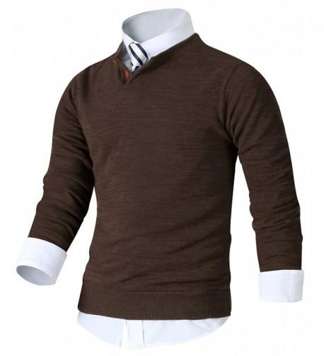 HARRISON83 Button Sweater Pullover B_NS1102 BROWN M