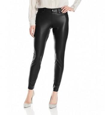 HUE Womens Leatherette Leggings Black