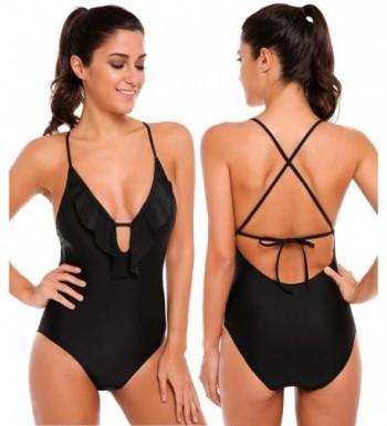 Nessere Swimsuit Monokini Lace up 6280 Black