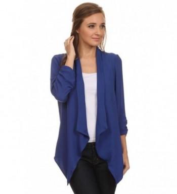 Womens Solid Asymmetric Jackets R Blue