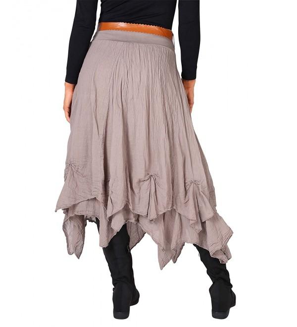 Womens Bohemian Gypsy Cotton Belted Elastic High Waist Maxi Long Skirt ...