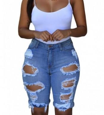 Pretchic Womens Destroyed Bermuda Shorts