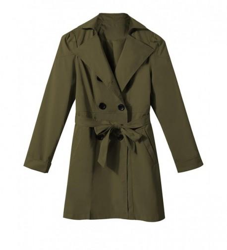Women's Double Breasted Cinch Trench Coat Army Green XL - CC1868SXGCW