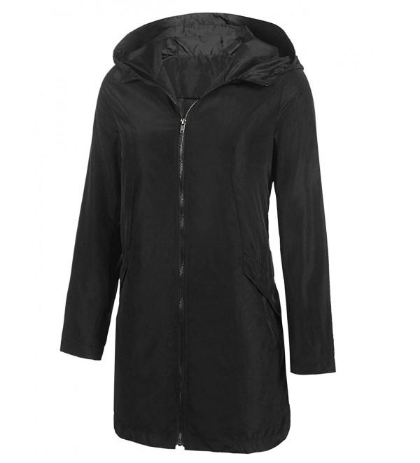 Women's Outwear Waterproof Lightweight Packable Hooded Long Raincoat ...