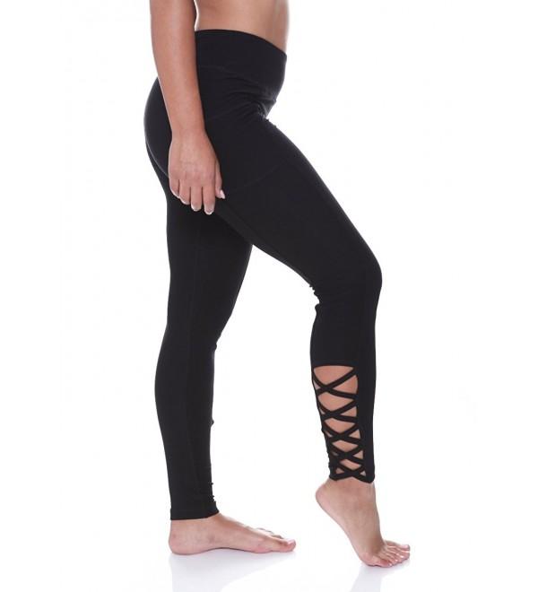 N.Y.L. Women's Open Criss Cross Leg Side Pocket Workout Yoga Leggings ...