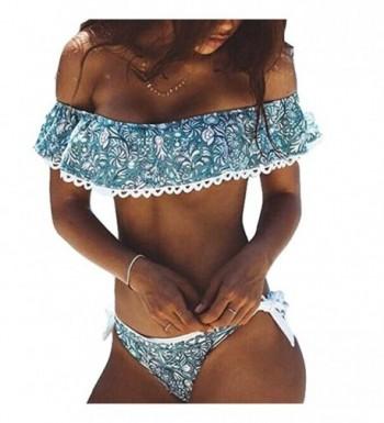 Tueenhuge Ruffled Off shoulder Swimsuits Swimwear