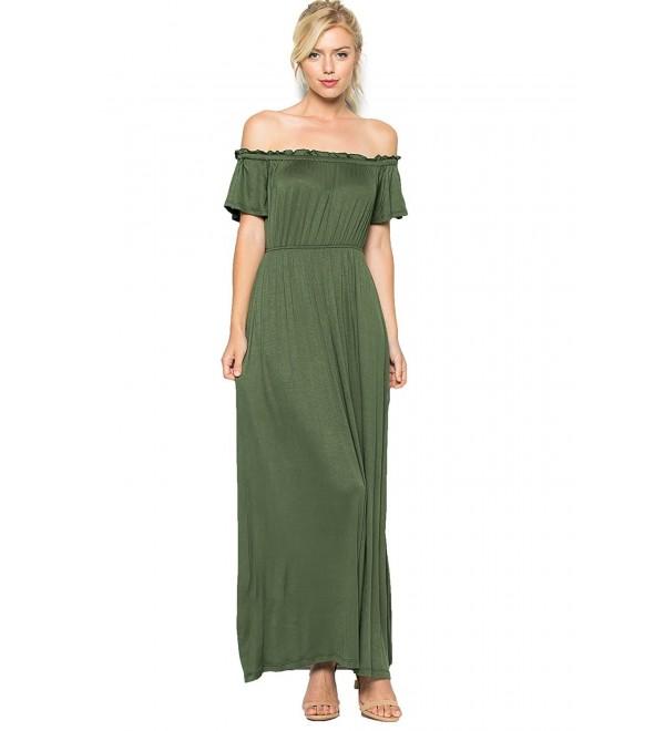 green off the shoulder maxi dress