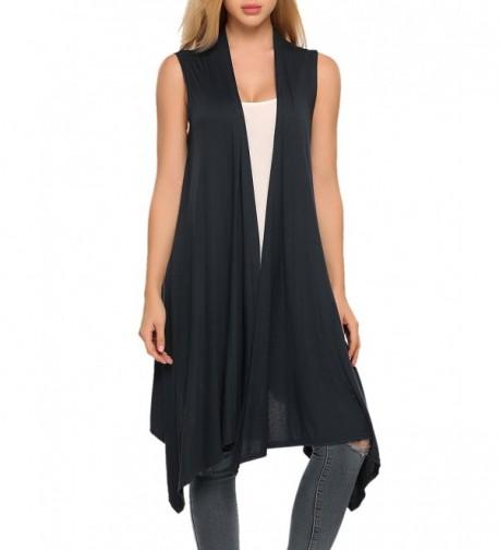 Zeagoo Womens Sleeveless Asymetric Cardigan