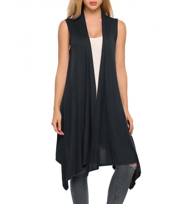 Sleeveless long sweater vests for women sale black blue nye