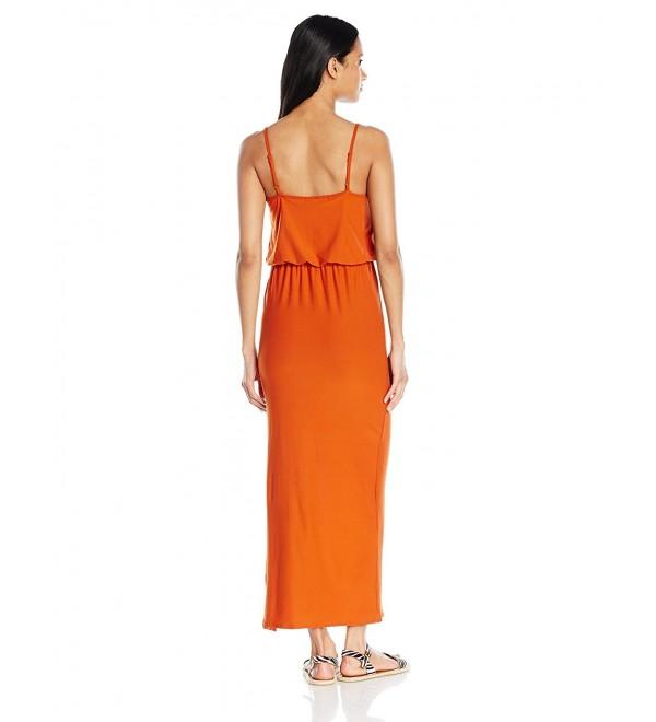 Junior's Strappy Tank Maxi Dress With Front Slit - Brown - C112O1UPSLA