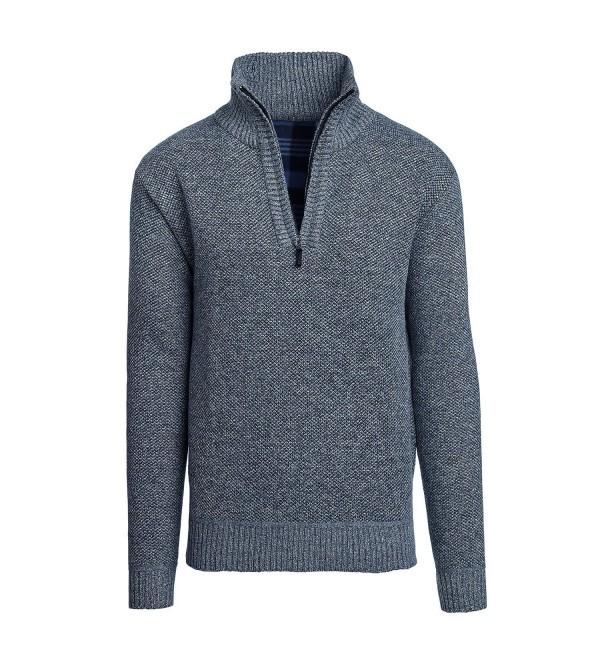 Men's Casual Fleece Lined Half-Zip Sweater Jacket - Light Blue ...