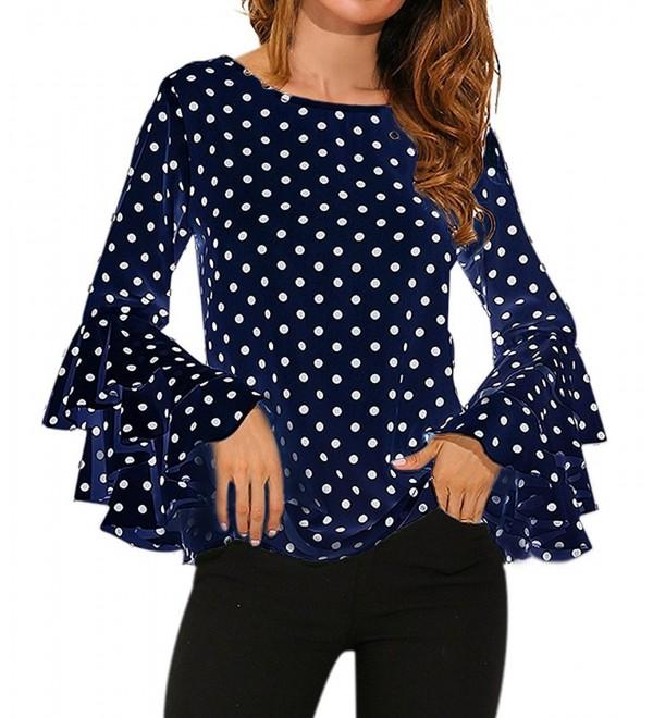 Ruffle Flounce Sleeves Elegant - Blue Dot - CJ189TQ60L8