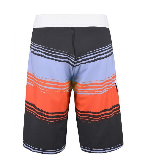 Men's Swimwear Summer Striped Quick Dry Swim Shorts - Orange - CE182YU9Q0W