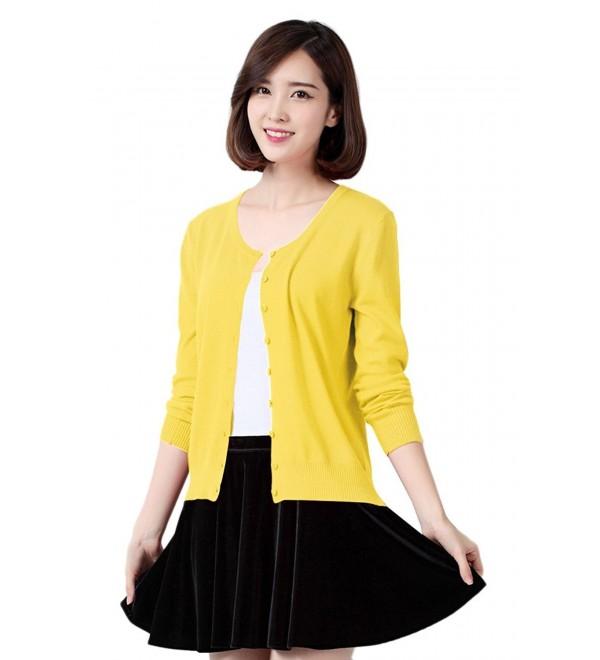 YMING Womens V Neck Classic Cardigan